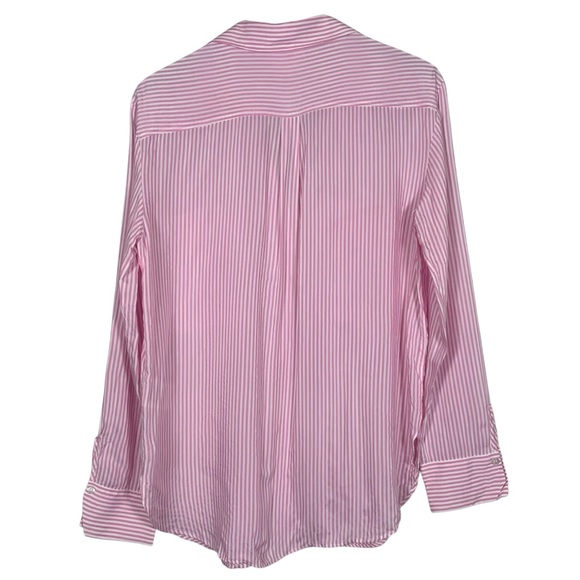 Maeve Anthropologie Size M Zadie Striped Button Up Top Pink White - Picture 4 of 8